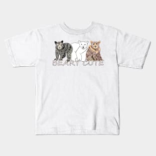 Animal art, sketch, bears, Beary Cute Kids T-Shirt